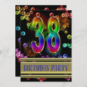 38. Geburtstagsparty Einladung mit Blasen (Vorne/Hinten)