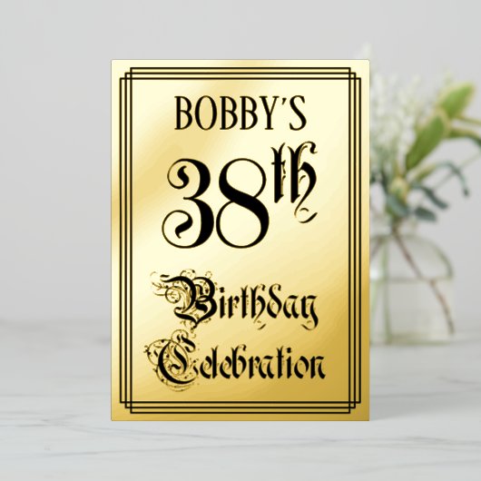 38. Geburtstagsparty — Elegantes Script + Individu Folieneinladung (Stehend vorne)