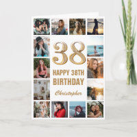 38. Happy Birthday Gold und White Foto Collage