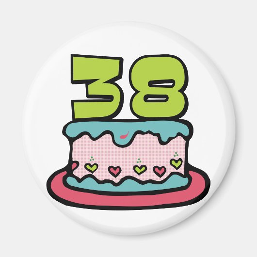 38-jähriger Geburtstagskuchen Magnet (Vorne)