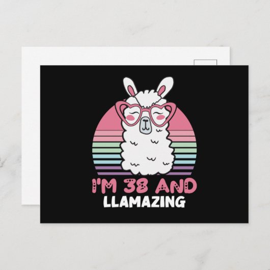 38 Year Old Bday Llamazing 38th Birthday Llama Postkarte (Vorne/Hinten)