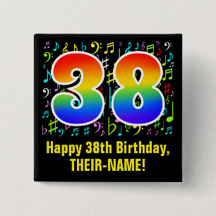 38th Birthday: Colorful Music Symbolik, Rainbow 38 Button