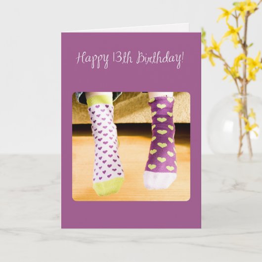 3922 Crazy Socks, 13. Geburtstag Karte (Gelbe Blume)