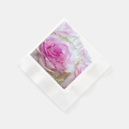 3998-Pink & White Wedding Rose Serviette (Ecke)