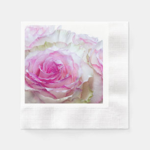 3998-Pink & White Wedding Rose Serviette
