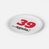 39 erneut Geburtstagsfeier Pappteller (Schrägansicht)