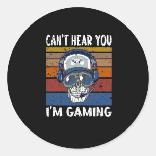 39.Gamer kann Sie im Gaming-Geschenk nicht hören Runder Aufkleber