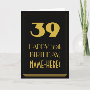 39. Geburtstag ~ Art Deco Inspiriert Look "39" & N Karte