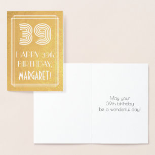 39. Geburtstag – Art Deco inspirierter Look "39" + Folienkarte