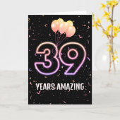 39. Geburtstag Ballons und Confetti Karte (Gelbe Blume)