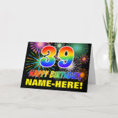 39. Geburtstag: Bold, Fun, Fireworks, Rainbow 39 Karte (Vorderseite)