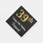39. Geburtstag ~ Elegante Luxuriöse Imitate Gold L Serviette (Ecke)