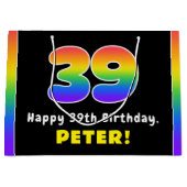 39. Geburtstag: Farbiger Regenbogen # 39, Individu Große Geschenktüte (Vorderseite)