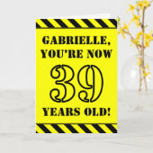 39. Geburtstag: Fun Stencil Style Text, Individuel Karte (Gelbe Blume)