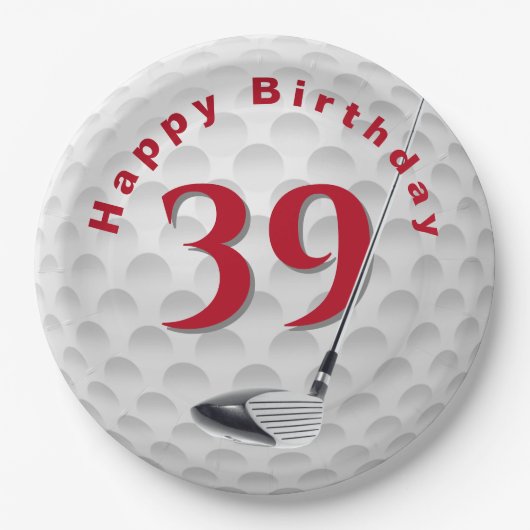 39. Geburtstag Golf Ball Design Paper Plate Pappteller (Vorderseite)