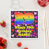 39. Geburtstag: Loving Hearts Pattern, Regenbogen Serviette (Beispiel)