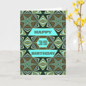 39. Geburtstag mit grünem abstraktem Design Karte (Gelbe Blume)