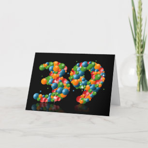 39. Geburtstag mit Zahlen aus Kugeln gebildet Karte