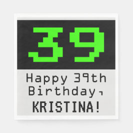 39. Geburtstag - Nerdy / Geeky Style "39" & Name Serviette