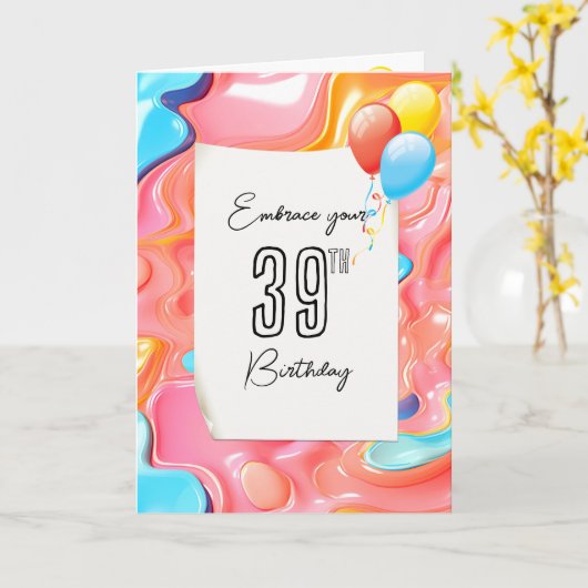 39. Geburtstag Psychedelic 3D Abstrakt Karte (Gelbe Blume)