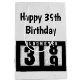 39. Geburtstag Schwarzes Odometer Mittlere Geschenktüte (Vorderseite)