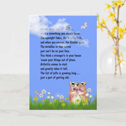 39. Geburtstag Spaß Alte Karte bekommen (Gelbe Blume)