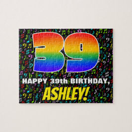 39. Geburtstag — Spaß, farbenfrohe Musiksymbole &  Puzzle