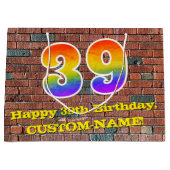 39. Geburtstag: Spaß, Graffiti-Inspiriert Regenbog Große Geschenktüte (Vorderseite)