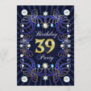 39. Geburtstags-Party laden mit Massen der Juwelen Einladung
