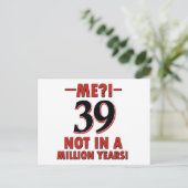 39. Geburtstagsdesigns Postkarte (Stehend Vorderseite)