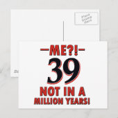 39. Geburtstagsdesigns Postkarte (Vorne/Hinten)