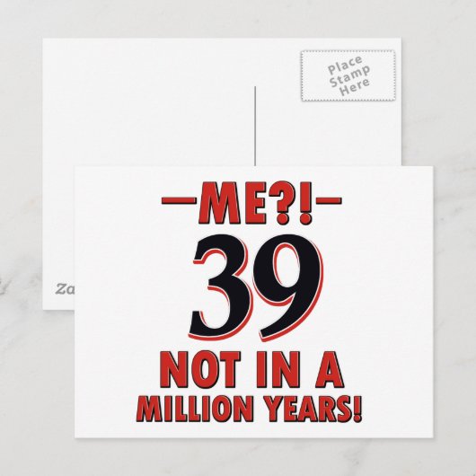 39. Geburtstagsdesigns Postkarte (Vorne/Hinten)