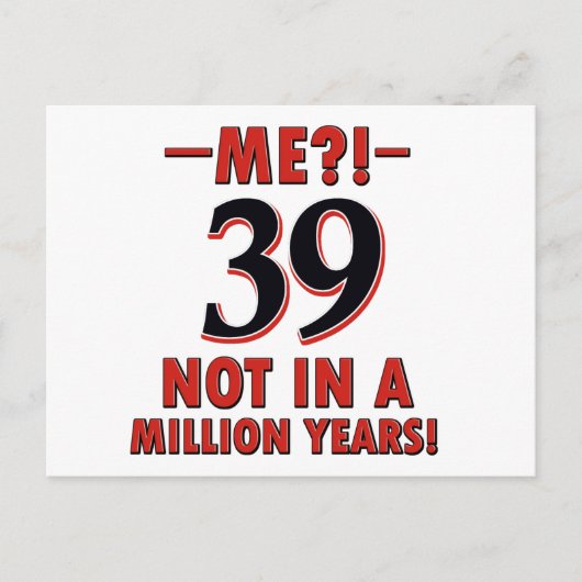 39. Geburtstagsdesigns Postkarte (Vorderseite)