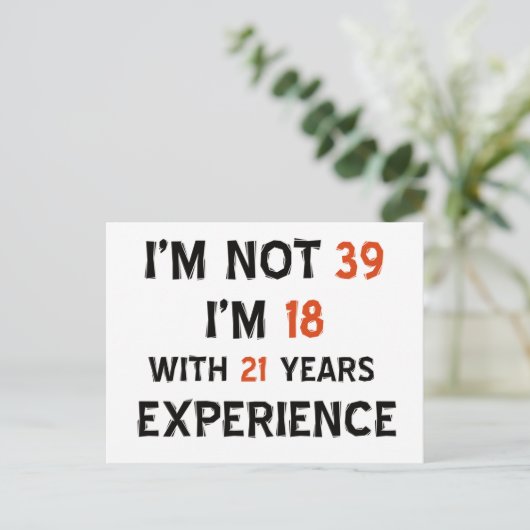 39. Geburtstagsdesigns Postkarte (Stehend Vorderseite)