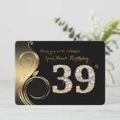 39., Geburtstagseinladung, Number Diamond, Foto Einladung (Stehend Vorderseite)