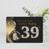 39., Geburtstagseinladung, Nummerndiamant, Foto 2 Einladung (Stehend Vorderseite)