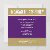 39. Geburtstagsfeier lila goldweißes Foto Einladung (Rückseite)