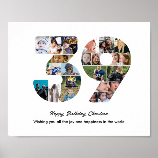 39. Geburtstagsfeier Nummer 39 Fotocollage Poster (Vorne)