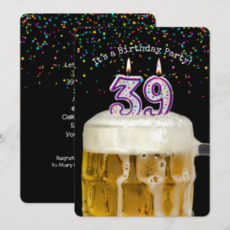 39. Geburtstagskandle-Party Einladung