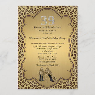 39. Geburtstagsparty 39.,Cheetah High Heels Shoes Einladung
