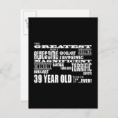 39. Geburtstagsparty Besten 39. Einladungspostkarte (Vorne/Hinten)