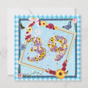 39. Geburtstagsparty Einladung Blume, Schmetterlin