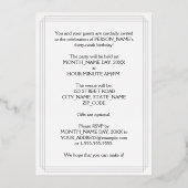 39. Geburtstagsparty — Extravagantes Drehbuch und  Folieneinladung (Rückseite)