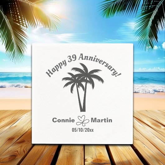 39. Hochzeitstag Palm Bäume Serviette
