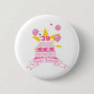 39-jähriger Geburtstagskuchen Button
