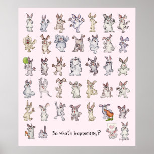 39 Niedliche Cartoon Kaninchen Dekor Kinderzimmer  Poster