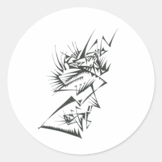 39 Schwarz-Weiß-Abstrakt-Tribal-Tattoo-Kunst Runder Aufkleber