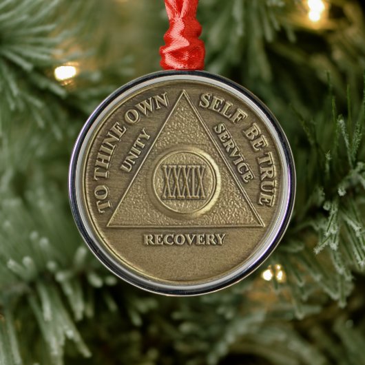 39 Year Sober Anniversary Medallion | Recovery Ornament Aus Metall (Baum)