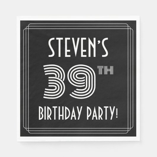 39th Birthday Party: Art Deco Style + Custom Name Serviette (Vorderseite)