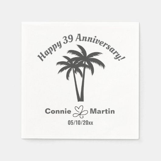 39th Wedding Anniversary Palm Trees Serviette (Vorderseite)